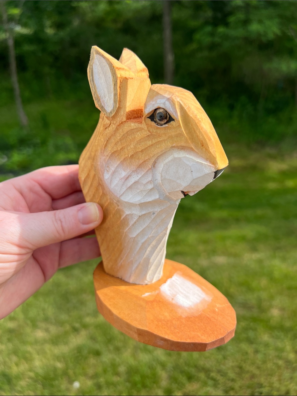 VTG Hand Carved Wooden Animal Eyeglass Holder Stand Squirrel Figurine Sculpture